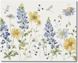 Lovely Blue Florals 3mm Tempered Glass Cutting Board 15” x 12” Made in the USA - Picture 1 of 7