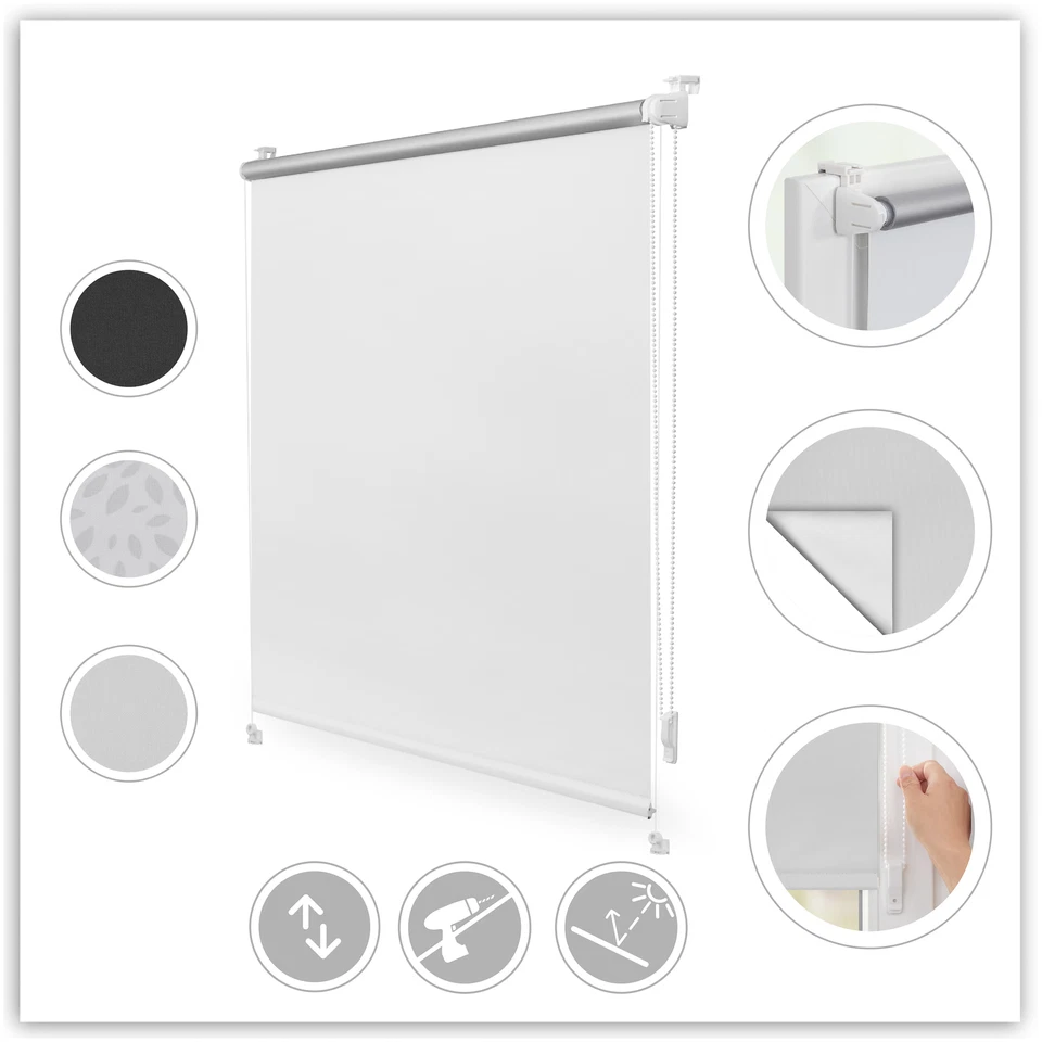 Verdunkelungsrollo Thermo-Rollo Klemmfix ohne Bohren mit Seitenverspannung - Bild 1 von 1