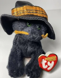 Ty Black Cat Plush Hat Merlin Tag Mini Ornament Hanging Decoration Halloween Toy - Picture 1 of 9