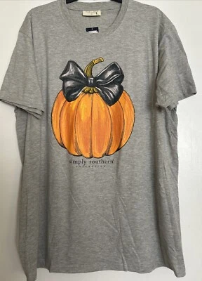 ¡NUEVO! Camiseta túnica Simply Southern Pumpkin ~ Talla XL ~ Gris Foto 1 de 4