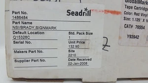 BRADY GLOBALMARK RED VINYL TAPE CARTRIDGE B588 1.125 X 100 76554 - Picture 1 of 22