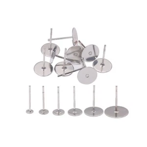 500pz 304 Orecchini Piatti Acciaio Inox Pali Tampone Rotondo Pioli Risultati Borchia 12mm - Foto 1 di 5