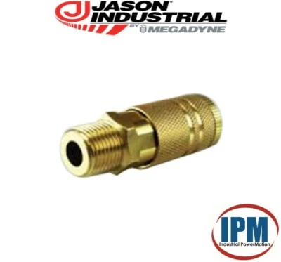 JASON INDUSTRIAL 3/8" Brass Industrial Air Coupler, Quick Connect x 3/8" MALE NPT, Jason QCM06B