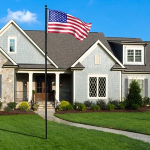 25 ft Sectional Aluminum Flagpole US American USA 2x Flag Pole Black Ball Kit - Picture 1 of 8