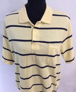 Orvis Mens Size XL 100% Combed Cotton S/S Polo Shirt Yellow/Black Stripe - Picture 1 of 8
