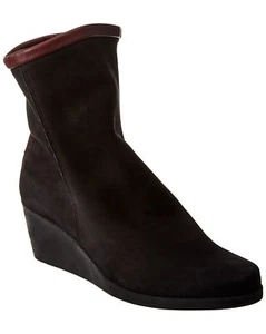 ARCHE Johaho Suede Bootie In Black Wedge Nubuck Leather Zip $635 Size 39 8 - Picture 1 of 8