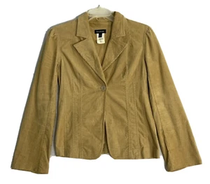 VTG Corduroy Blazer Jacket Sport Coat USA BEBE Womens M Beige Juniors 90s Y2K - Picture 1 of 12