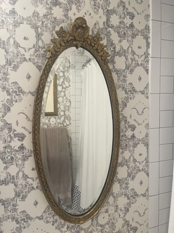 Small Vintage Oval Gilt Mirror Cover