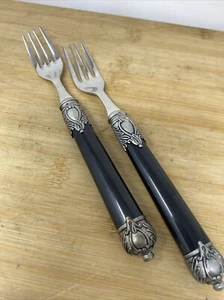 Home Essentials Renaissance Black Salad Forks 18/10 Stainless Flatware, 2 - Picture 1 of 5
