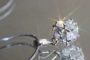 Brilliant Cut Created Diamond Ball Pendent With Necklace - Picture 1 of 2