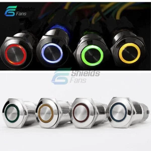 12V LED Momentary Metal 5Pin 19mm ON/OFF Return Car Push Button Switch Connector - Picture 1 of 16