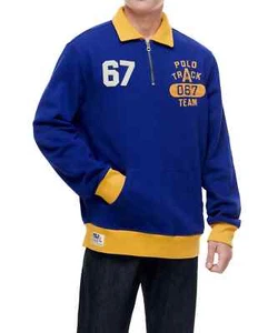 Genuine Polo Ralph Lauren Logo Fleece Quarter Zip Sweatshirt - Blue - Picture 1 of 14
