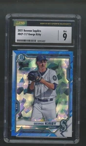 2021 Bowman Sapphire George Kirby Card #BCP-117 CSG 9 MINT Rookie Card - Picture 1 of 2