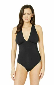 Costume da bagno Michael Kors 1 pezzo unico convertibile nero tinta unita nuovo con etichette - Foto 1 di 8