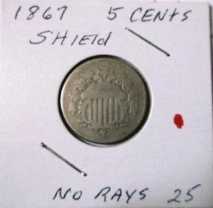 Escudo níquel 1867 sin rayos, bueno - Imagen 1 de 8