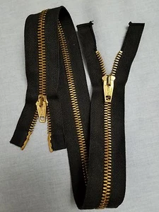 Vtg 1965/"CONMAR USA" BRASS ZIPPER #5 Metal=18in SEPARATING/2-WAY/OFF-BLK.COTTON - Picture 1 of 6