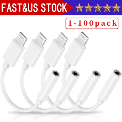 For iPhone Headphone Adapter Jack 8 Pin to 3.5mm Aux Cord Dongle Converter Lot - Image 1 of 4