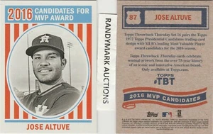 Jose Altuve HOUSTON ASTROS TOPPS 2016 THROWBACK MVP CANDIDATES TBT 87 SP 540 - Picture 1 of 3