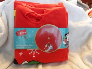 Disney Mickey & Minnie Mouse hanging a wreath 48" Plush Red Christmas Tree Skirt - Picture 1 of 6