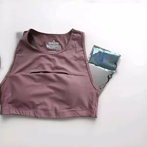 Sujetador deportivo para mujer RAW GEAR talla XL nuevo con etiquetas logotipo corte frontal Peek A Boo malva - Imagen 1 de 5