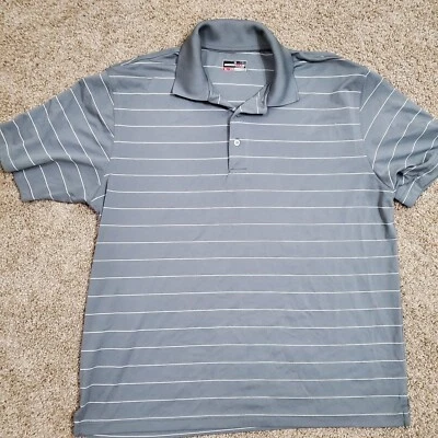 Polo golf manica corta Grans Slam Performance grigia bianca coller a spillo XL - Immagine 1 di 4