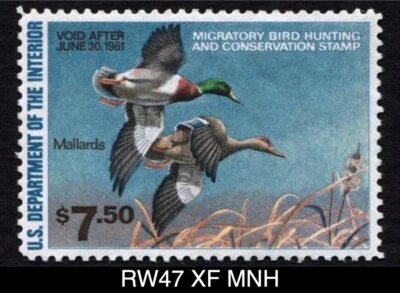 RW47 XF MNH 1980 Mallards US Federal Duck Stamp Migratory Waterfowl - Image 1 of 3