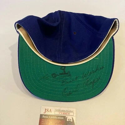 Cecil Cooper Signed 1980's Milwaukee Brewers Game Used Baseball Hat JSA COA - Image 1 of 4