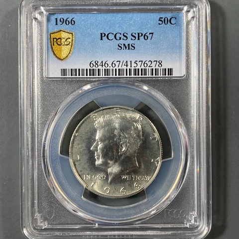 1966 50C Kennedy Half Dollar, PCGS SP67 SMS (72109) Cover