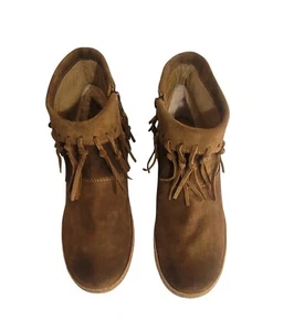 UGG Kastanienbraun Shenendoah Wildleder Fransen Quaste Reißverschluss Stiefeletten Damengröße 7,5 - Bild 1 von 14