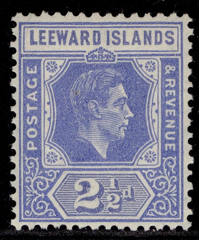 LEEWARD ISLANDS GVI SG105a, 2½d light bright blue, NH MINT Cover