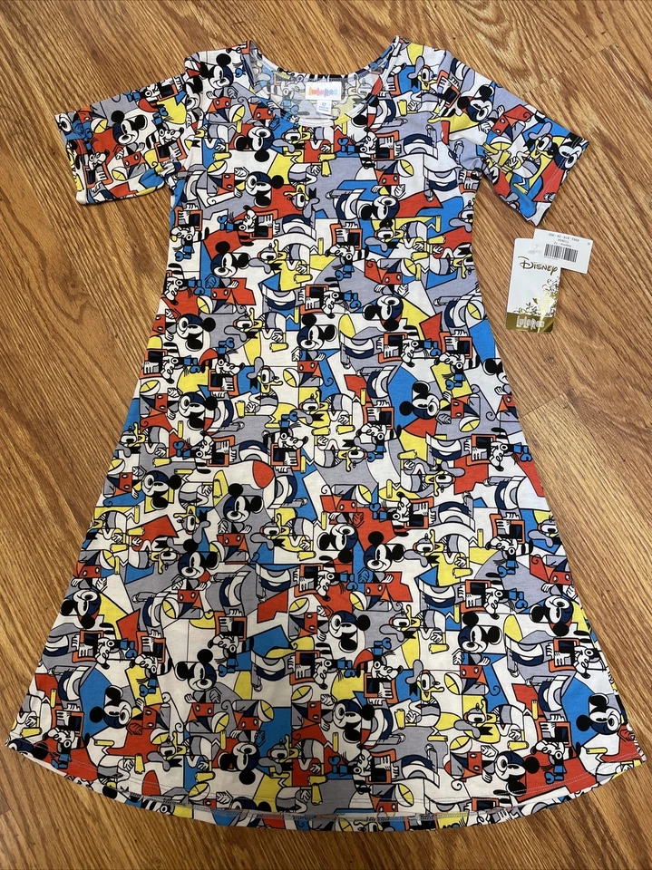 Vestido Lularoe Meninas Adeline Tamanho 12 Disney Mickey Mouse Donald Vermelho Azul Novo com etiquetas - Imagem 1 de 4