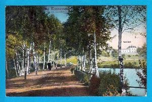 863 cartolina Bad Kunnersdorf lotto sul laghetto della cabinovia Proschwitz 1927 - Foto 1 di 1