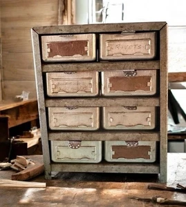 Vtg Metal Industrial Tool Bolt Parts Storage Bin Drawer Organizer Cabinet T8 - Picture 1 of 9