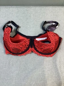 Neu mit Etikett Cacique 36DDD BH rot schwarz leicht gefüttert Viertelschale sexy Dessous - Bild 1 von 10