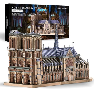 DIY Piececool 3D Metal Notre Dame Puzzle Model DIY Stainless Steel Kit Adults - Image 1 of 4