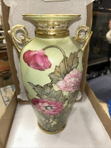 Antique Nippon I.E. & Co Hand Painted Porcelain Double Handled Vase C.1900-1920 - Picture 1 of 9