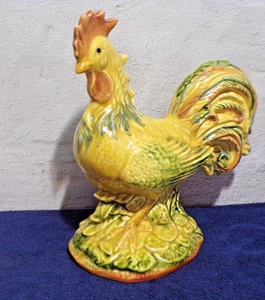 Italian Ceramic Rooster Statue Ceramiche Virginia Tall Yellow Chicken - Picture 1 of 5