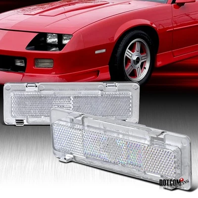 Fit 85-92 Chevy Camaro Firebird Clear Side Marker Lights Bumper Lamps Pair Foto 1 de 4