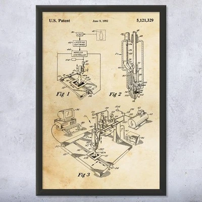 3D Printer Patent Wall Art Poster, Canvas or Framed CAD Designer Engineer Gift - Image 1 of 4
