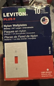 Leviton PJ1-TM, Unbreakable Nylon Wallplates, Almond, Pack of 10 - Picture 1 of 1
