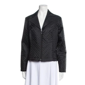 Anne Fontaine 4 Jacket Black Quilted Full Zip V Neck Collar Melinda Blazer - Picture 1 of 6