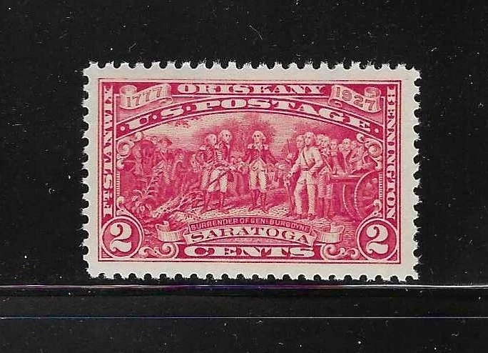 U.S.  1927 VF+ VLH TWO CENT BURGOYNE SARATOGA SURRENDER ISSUE SCOTT 644 - Image 1 of 1