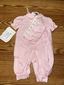 Vintage Something Pretty Infant Items Preemie pezzo unico con cofano abbinato made in USA - Foto 1 di 8