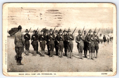 VINTAGE OLD POSTCARD PICTURE WW1 SOLDIERS UNIFORM GUNS DRILL PETERSBURG VIRGINIA - Image 1 of 4