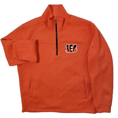 Cincinnati Bengals 1/4 Zip Pullover Mens Large Orange Fleece Lined NFL Football - Image 1 of 4