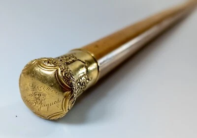 Bastón de presentación antiguo de oro de 14k probado Malaca Foto 1 de 4