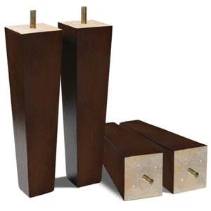 Wood Furniture Legs 8 inch Sofa Legs Set of 4 Square Replacement Legs Brown - Picture 1 of 6
