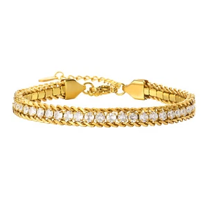 VNOX Adjustable Tennis Bracelets Women 18K Gold Plated Cubic Zirconia Dainty - Picture 1 of 10