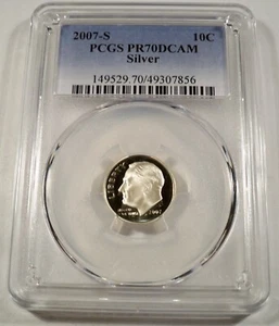 2007-S 10c SILVER PCGS PR70DCAM ROOSEVELT DIME PROOF DEEP CAMEO PR 70 DC - Picture 1 of 3