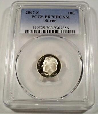 2007-S 10c SILVER PCGS PR70DCAM ROOSEVELT DIME PROOF DEEP CAMEO PR 70 DC - Image 1 of 3